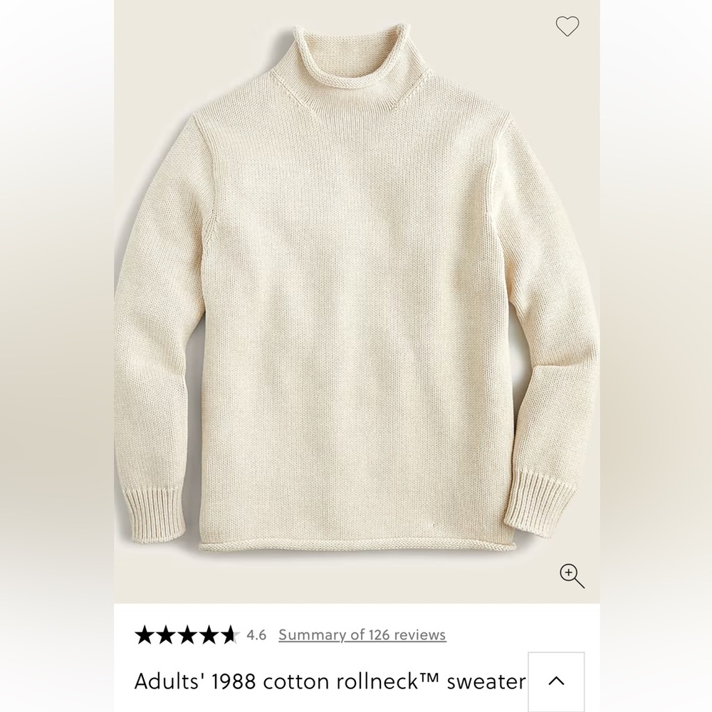 J Crew Classic Rollneck Sweater L